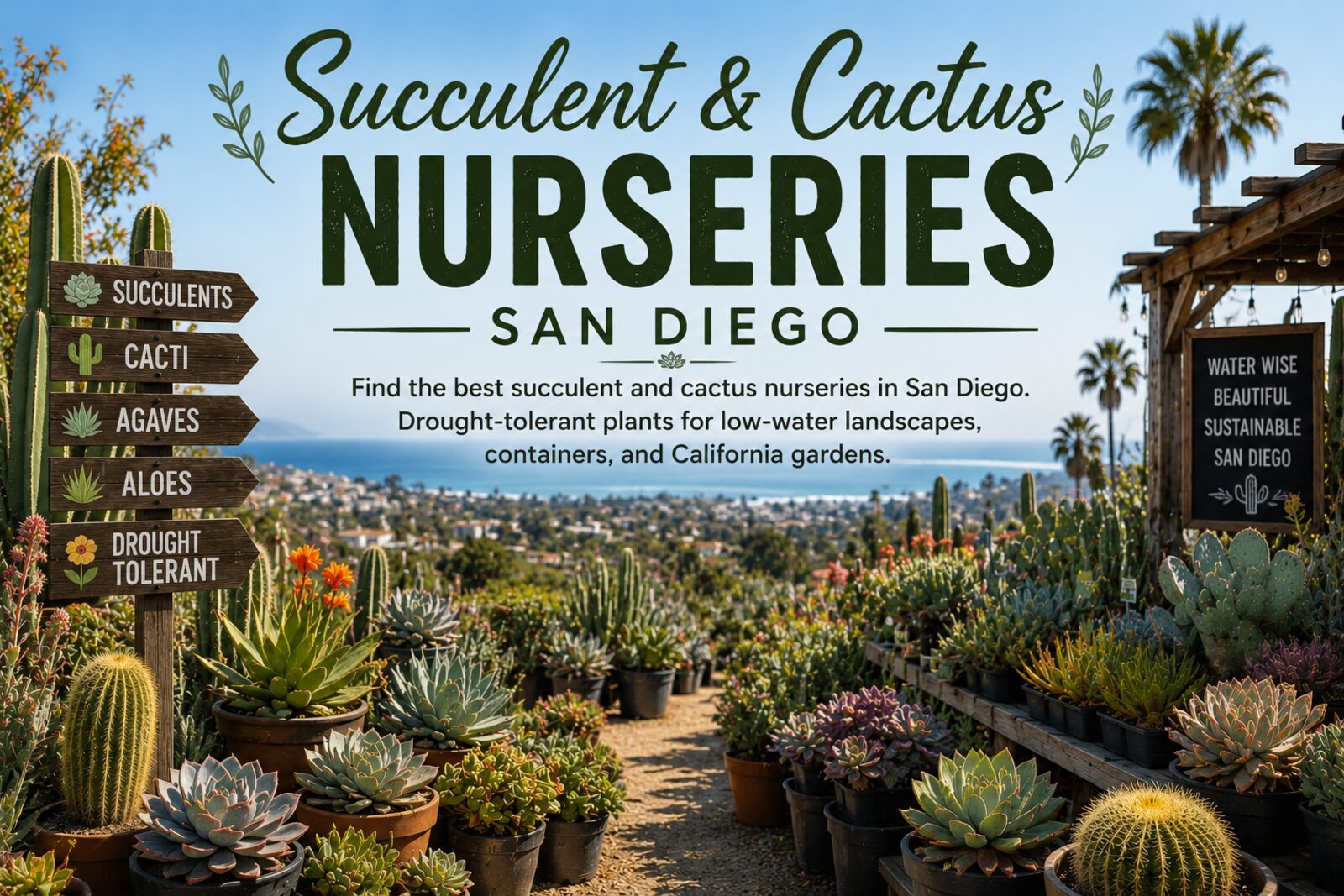 Succulent and Cactus Nurseries San Diego — drought-tolerant plants for low-water landscapes, containers, and California gardens.